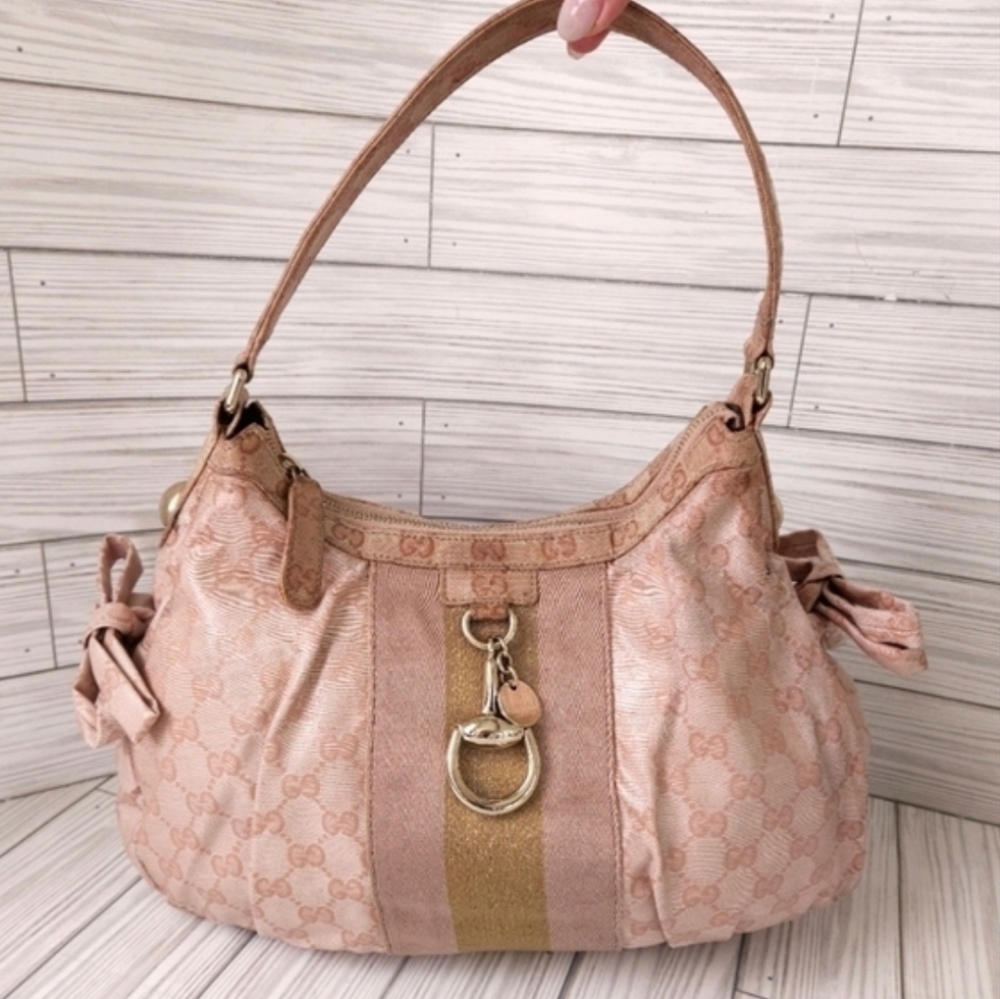 Gucci Blush Beige GG Monogram Hobo with Gold Accent - Picture 3 of 16